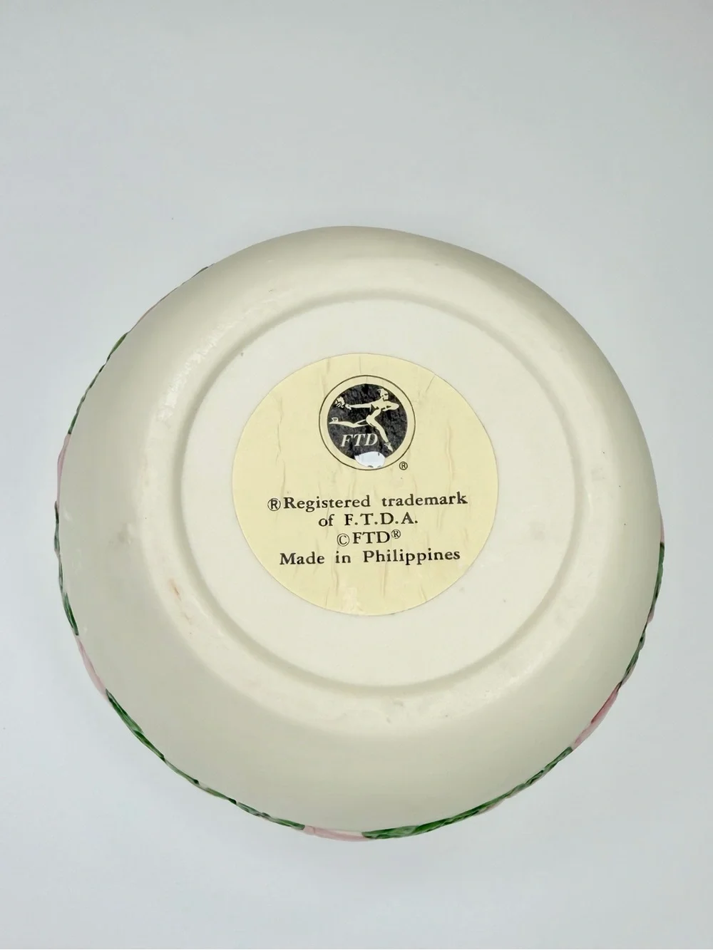Vintage FTD Pink Rose Ceramic Planter Coquette Garden Flower Cache Pot Rosebud